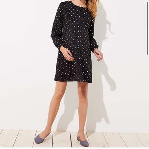 Loft Maternity Polka Dot Flare Shirtdress black